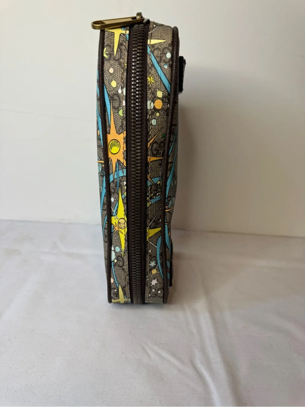 Gucci Brown Donald Duck Print Belt Bag with Blue Accents